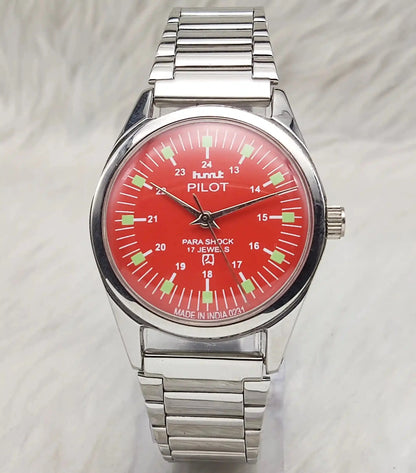 HMT Pilot Red Stick-English Numerals Dial 17 Jewels Watch