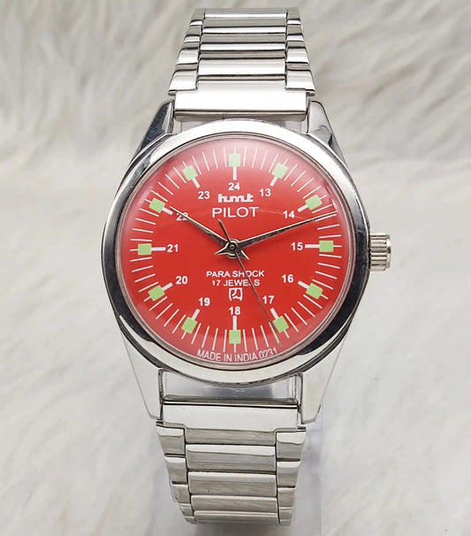 HMT Pilot Red Stick-English Numerals Dial 17 Jewels Watch