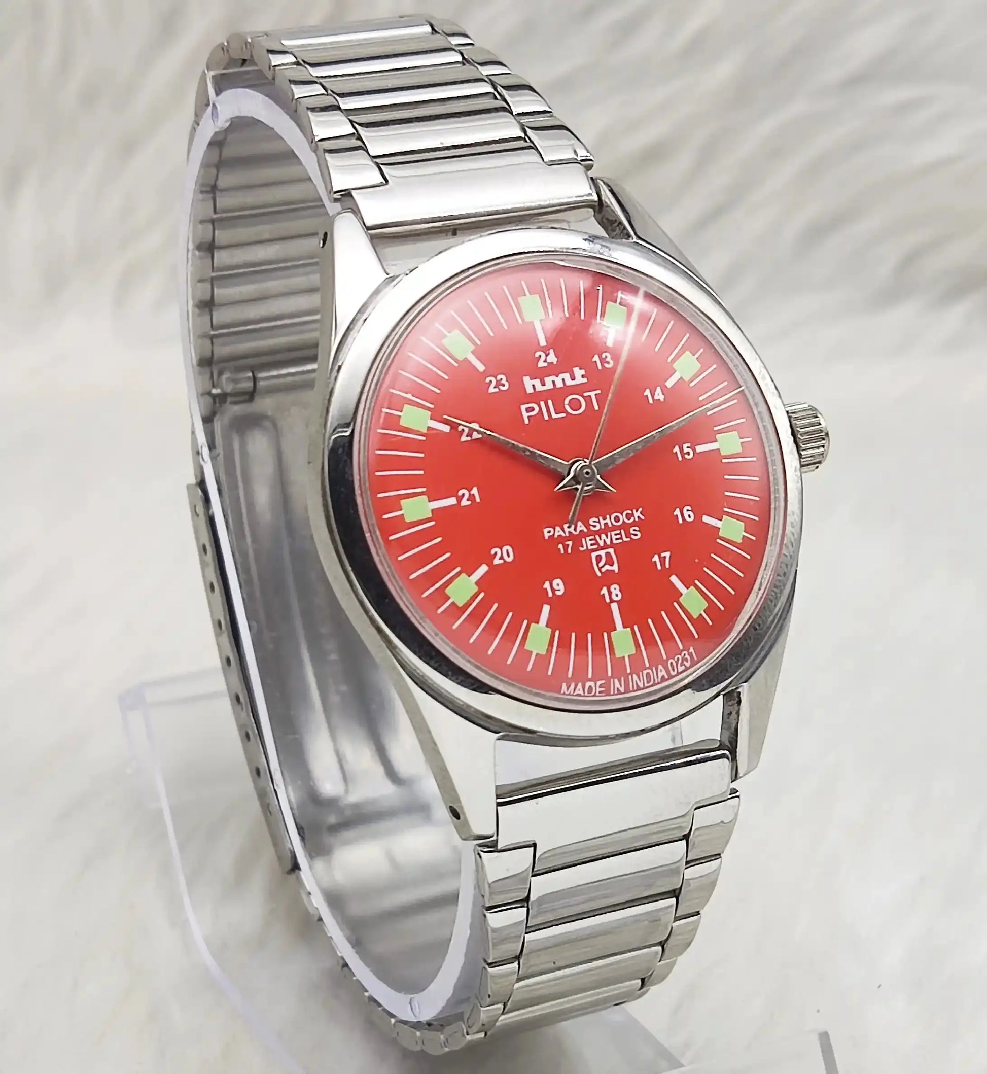 HMT Pilot Red Stick-English Numerals Dial 17 Jewels Watch