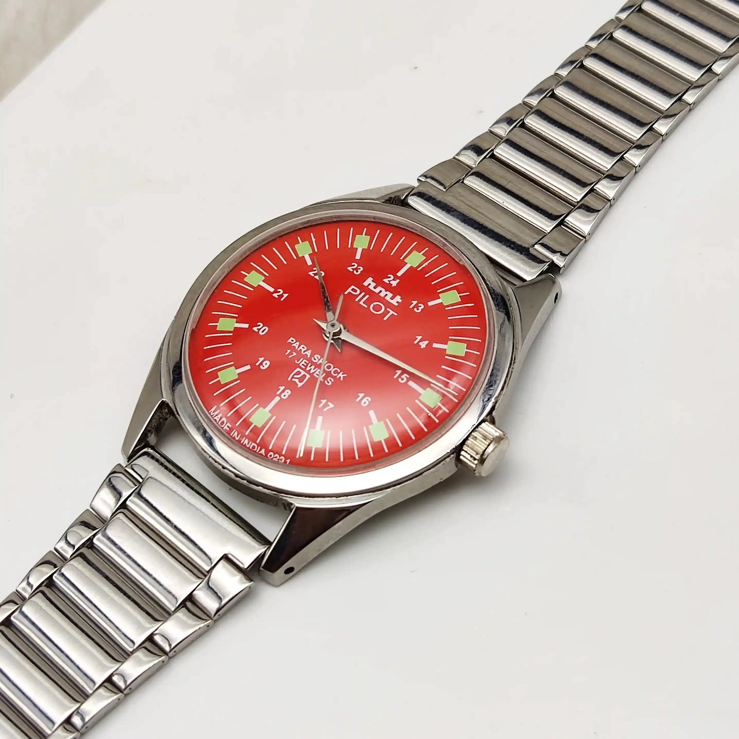 HMT Pilot Red Stick-English Numerals Dial 17 Jewels Watch