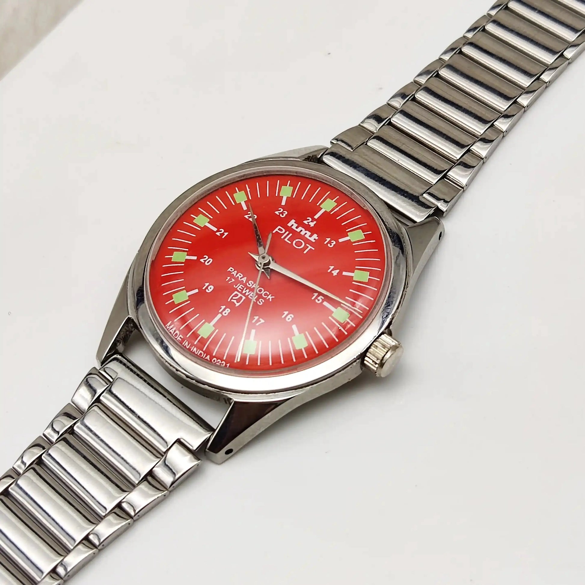 HMT Pilot Red Stick-English Numerals Dial 17 Jewels Watch