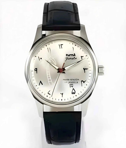 HMT Pilot Silver Arabic Palm Tree Logo Dial Para Shock 17 Jewels Handwinding Watch 0231