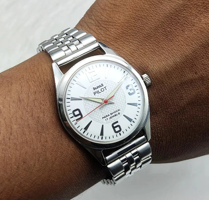 HMT Pilot Stick-English Numerals 17 Jewels Watch