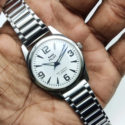 HMT Pilot Stick-English Numerals 17 Jewels White Dial Handwinding