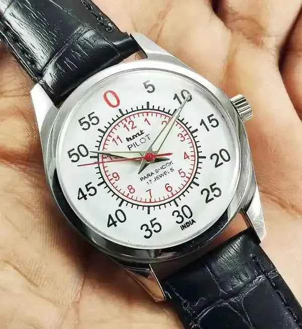 Vintage HMT Pilot mechanical watch on wrist India refurbished
