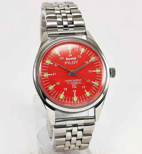 HMT Pilot Orange Dial Para Shock 17 Jewels Mechanical Handwinding Men's Watch 0231 Discover-Diamonds
