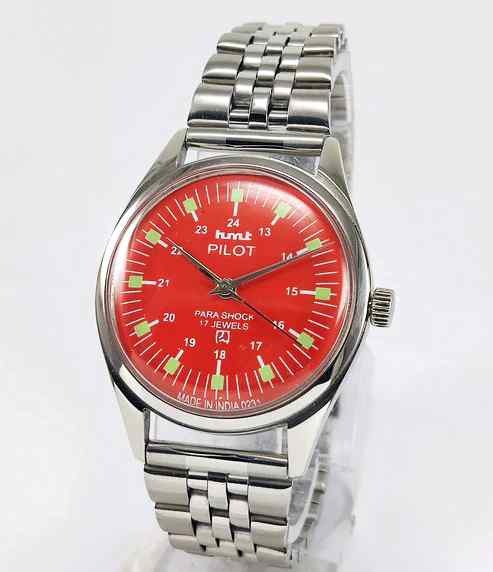 HMT Pilot Orange Dial Para Shock 17 Jewels Mechanical Handwinding Men's Watch 0231 Discover-Diamonds