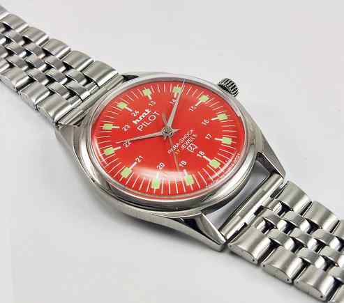 HMT Pilot Orange Dial Para Shock 17 Jewels Mechanical Handwinding Men's Watch 0231 Discover-Diamonds