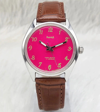HMT Pink English Dial Para Shock 17 Jewels Handwinding