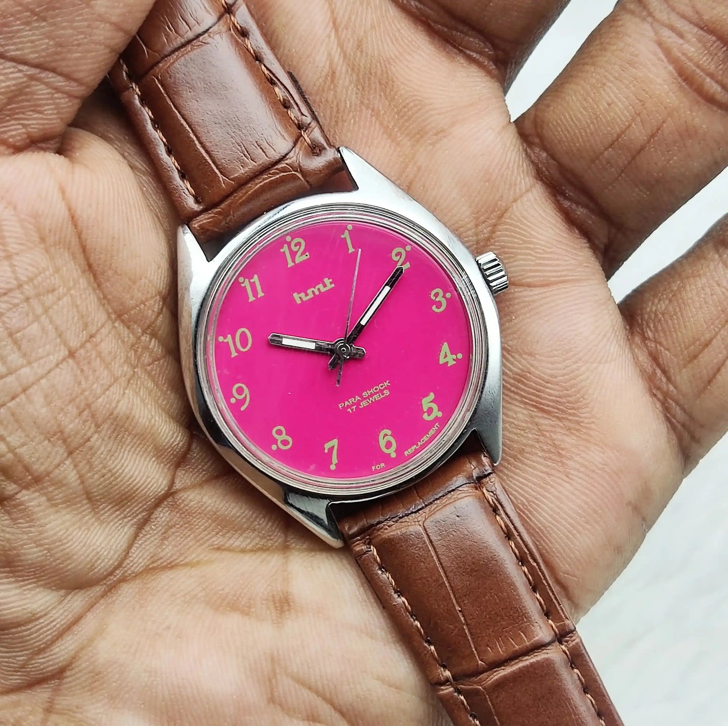 HMT Pink English Dial Para Shock 17 Jewels Handwinding
