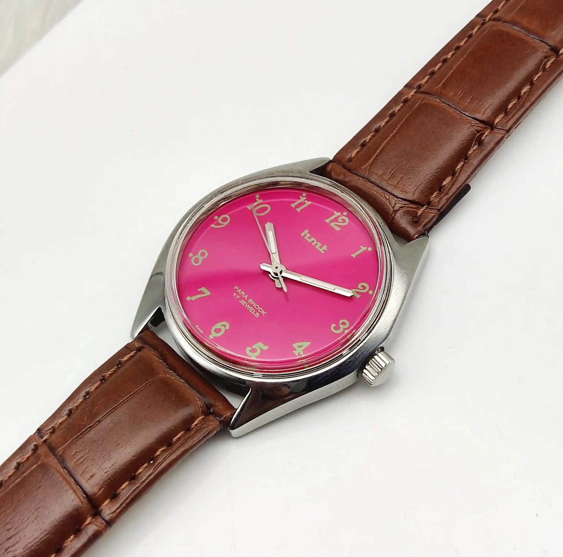 HMT Pink English Dial Para Shock 17 Jewels Handwinding
