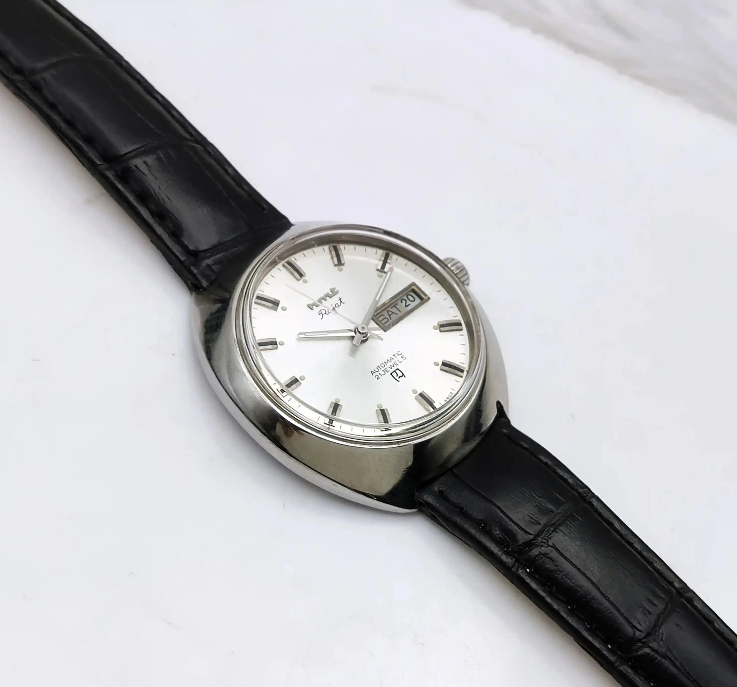 HMT Rajat Automatic 21 Jewels Silver Dial Day Date