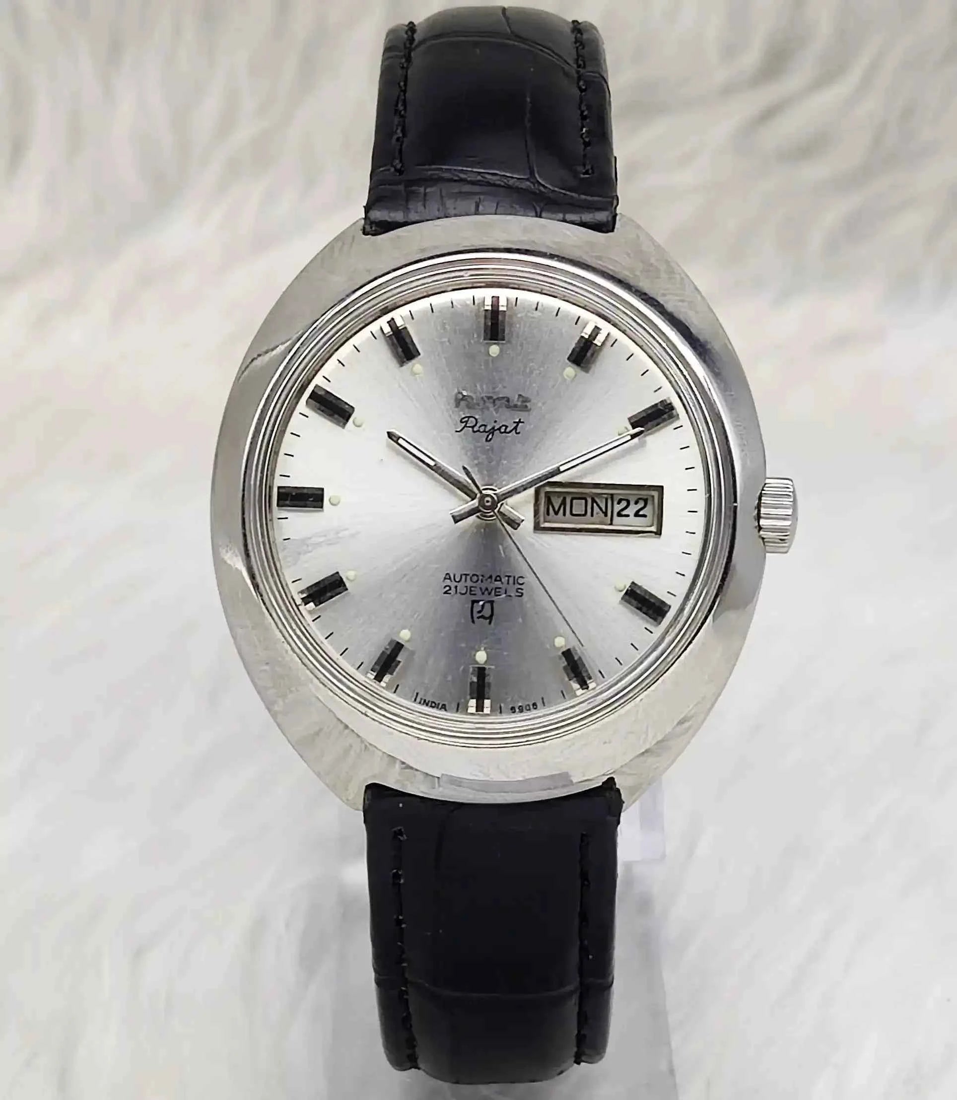 HMT Arvind Automatic 21 Jewels Cloud Color Dial Stick Indices Day Date Men's Watches