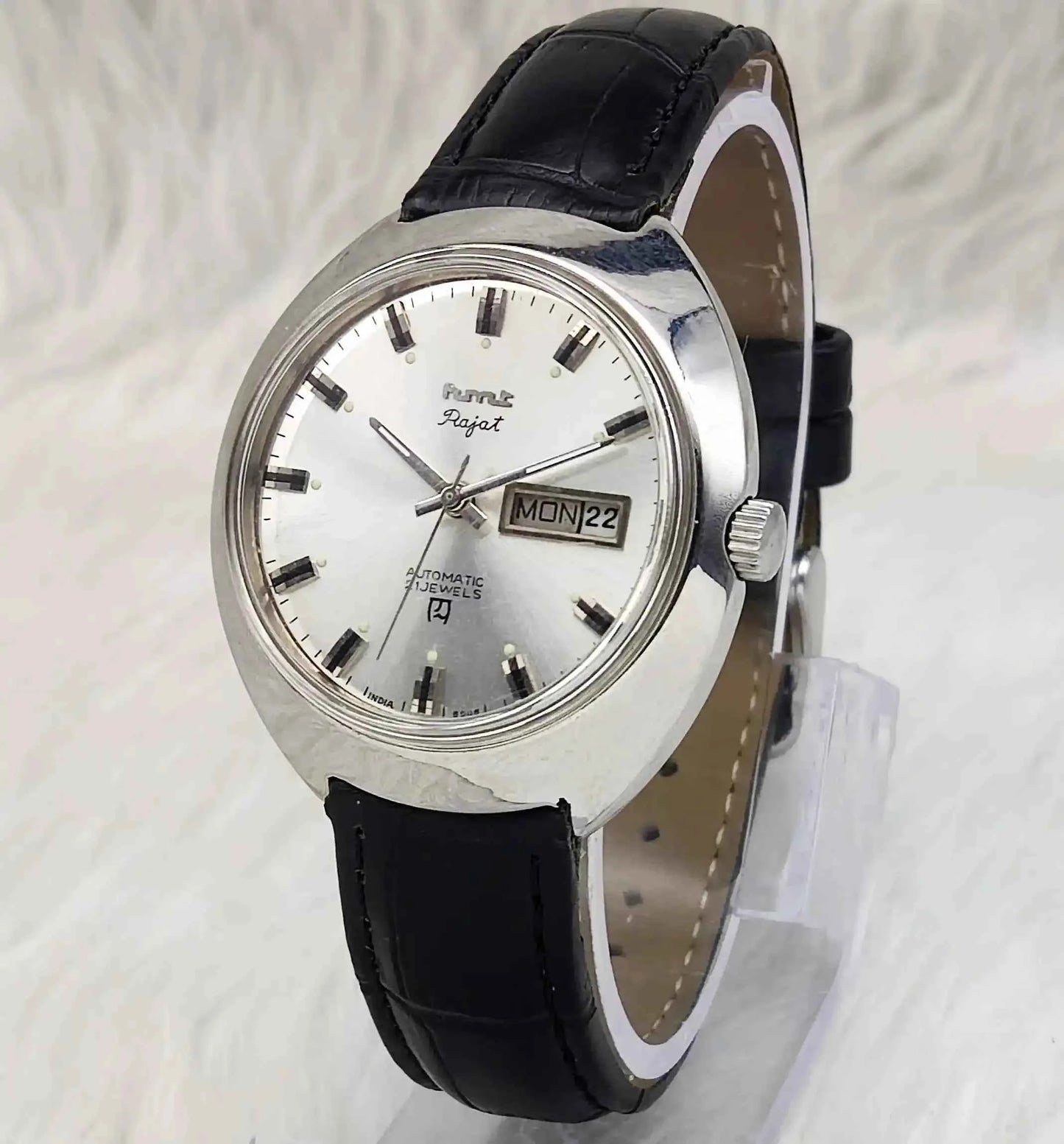 HMT Arvind Automatic 21 Jewels Cloud Color Dial Stick Indices Day Date Men's Watches