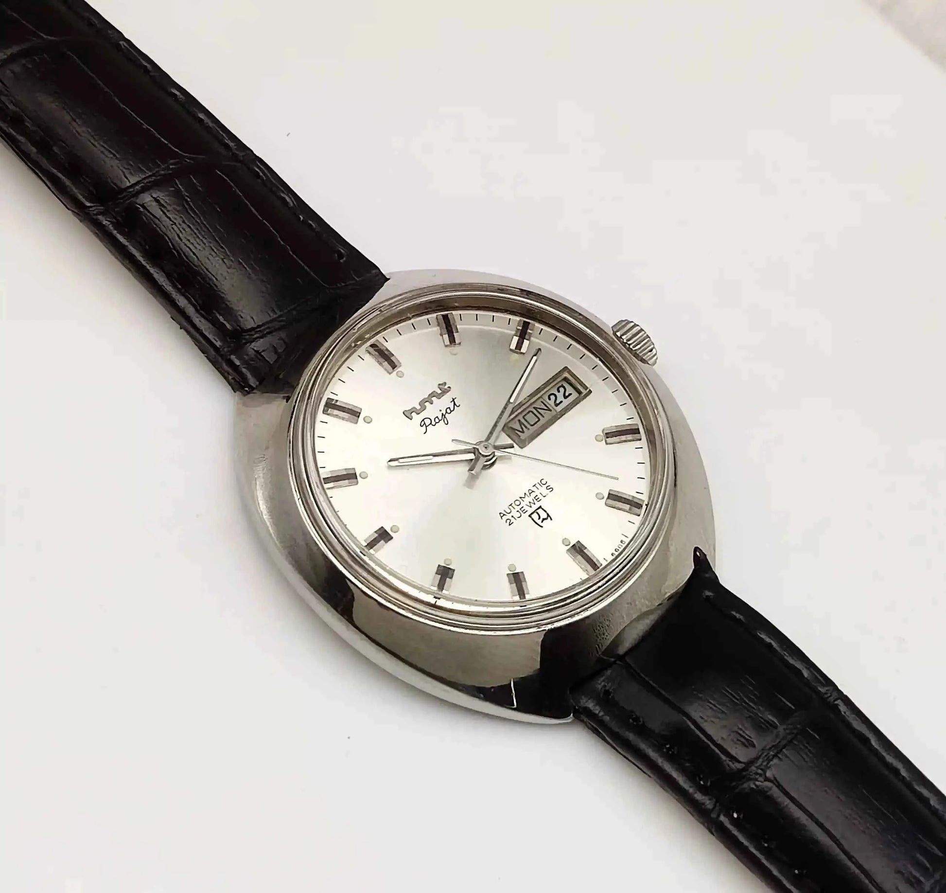 HMT Arvind Automatic 21 Jewels Cloud Color Dial Stick Indices Day Date Men's Watches