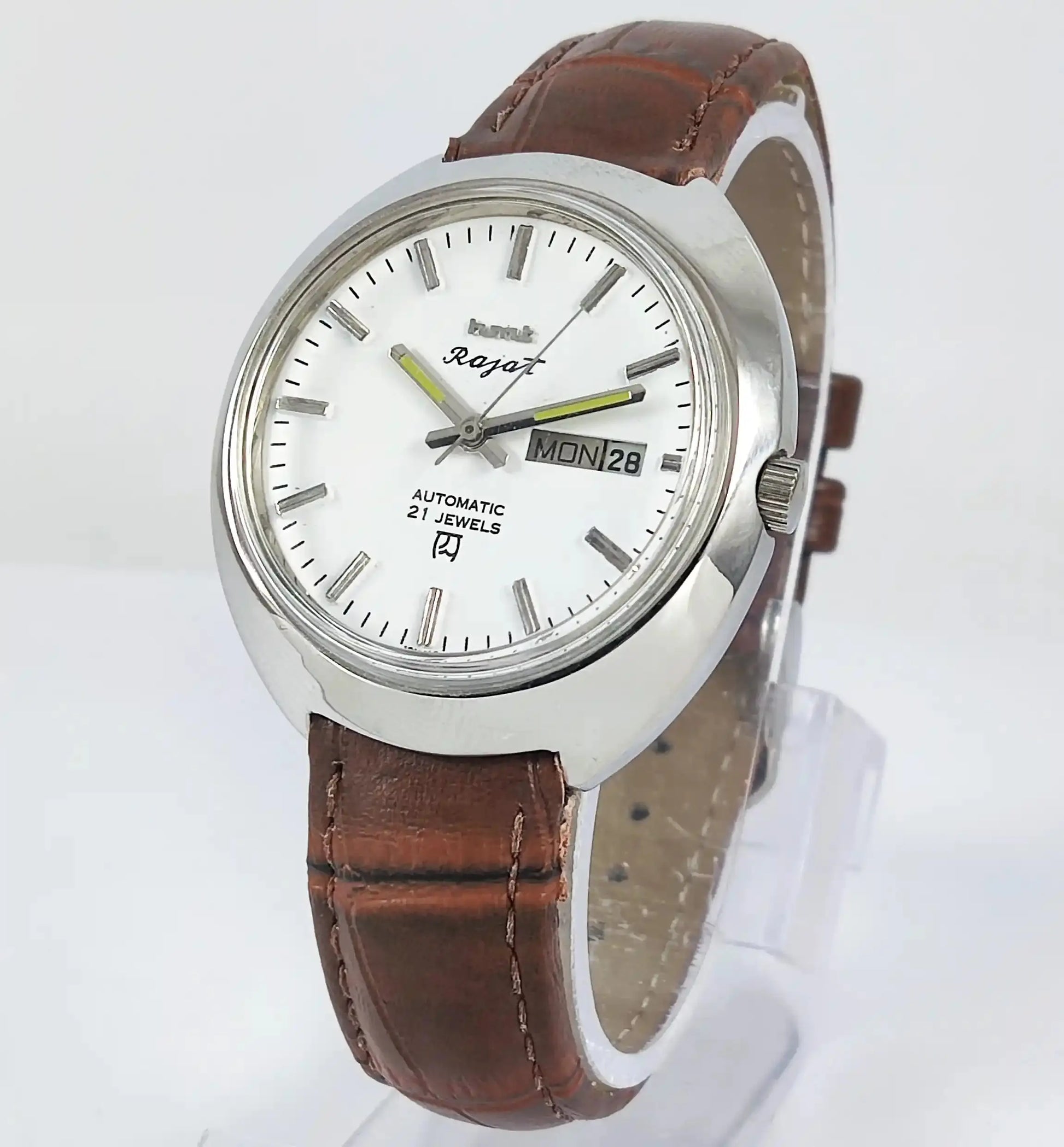 HMT Rajat Automatic 21 Jewels White Dial Day Date - Discover-Diamonds