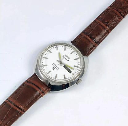 HMT Rajat Automatic 21 Jewels White Dial Day Date - Discover-Diamonds