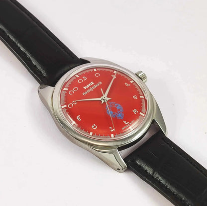 HMT Gandaberunda Kannada Numerals Red Dial 17 Jewels Handwinding Men's Watch 0231 Discover-Diamonds