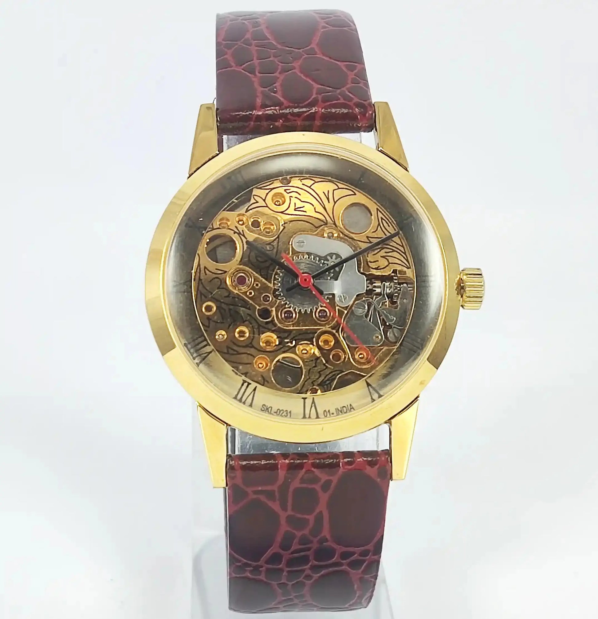 HMT Skeletion Dial Para Shock 17 Jewels Golden Color Mechanical Handwinding Discover-Diamonds Physical
