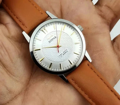 HMT Sona Silver Dial 17 Jewels Mechanical Handwinding Men's Wrist Watch 0231 Discover-Diamonds