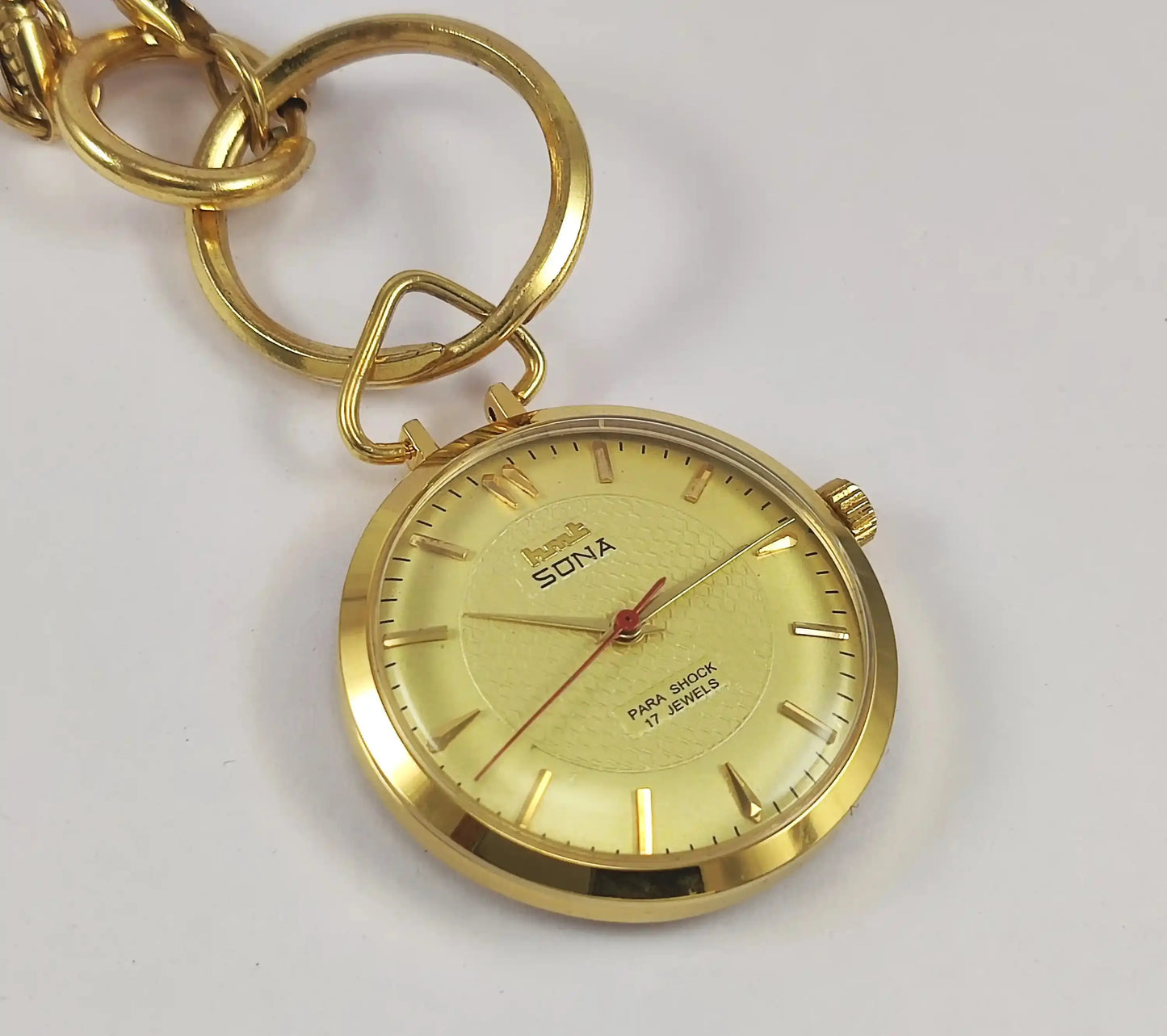 HMT Sona Golden Dial 17 Jewels Handwinding Pocket Watch Discover-Diamonds