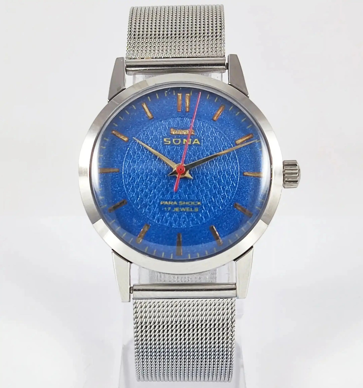 HMT Sona Para Shock 17 Jewels Blue Dial Mechanical Handwinding Discover-Diamonds Physical