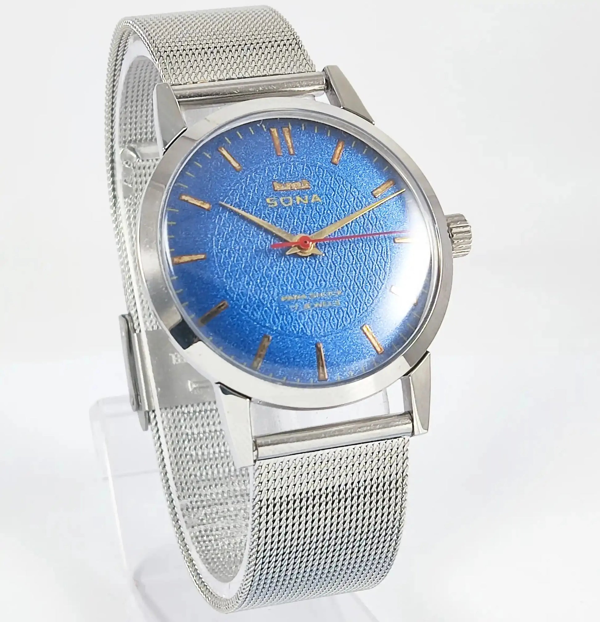 HMT Sona Para Shock 17 Jewels Blue Dial Mechanical Handwinding Discover-Diamonds Physical