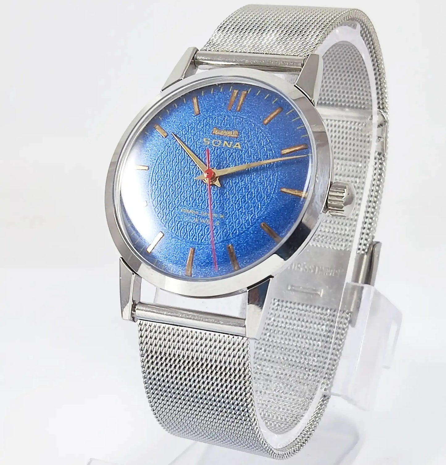 HMT Sona Para Shock 17 Jewels Blue Dial Mechanical Handwinding Discover-Diamonds Physical