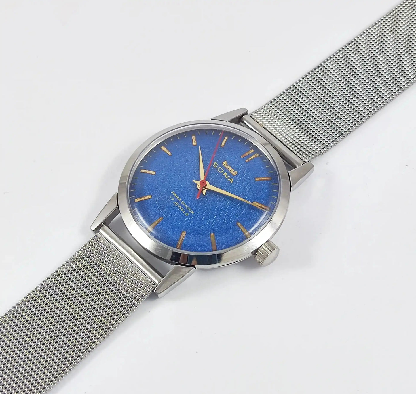 HMT Sona Para Shock 17 Jewels Blue Dial Mechanical Handwinding Discover-Diamonds Physical