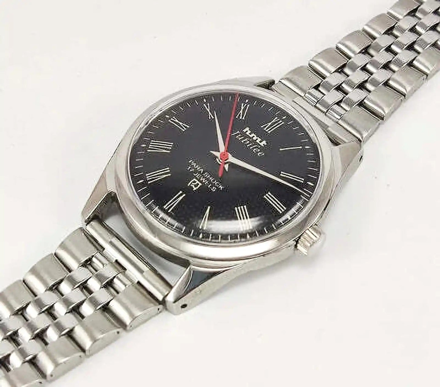 HMT Jubilee Dial 17 Jewels Para Shock Black Roman Dial Handwinding Men's Watch 0231 Discover-Diamonds Physical