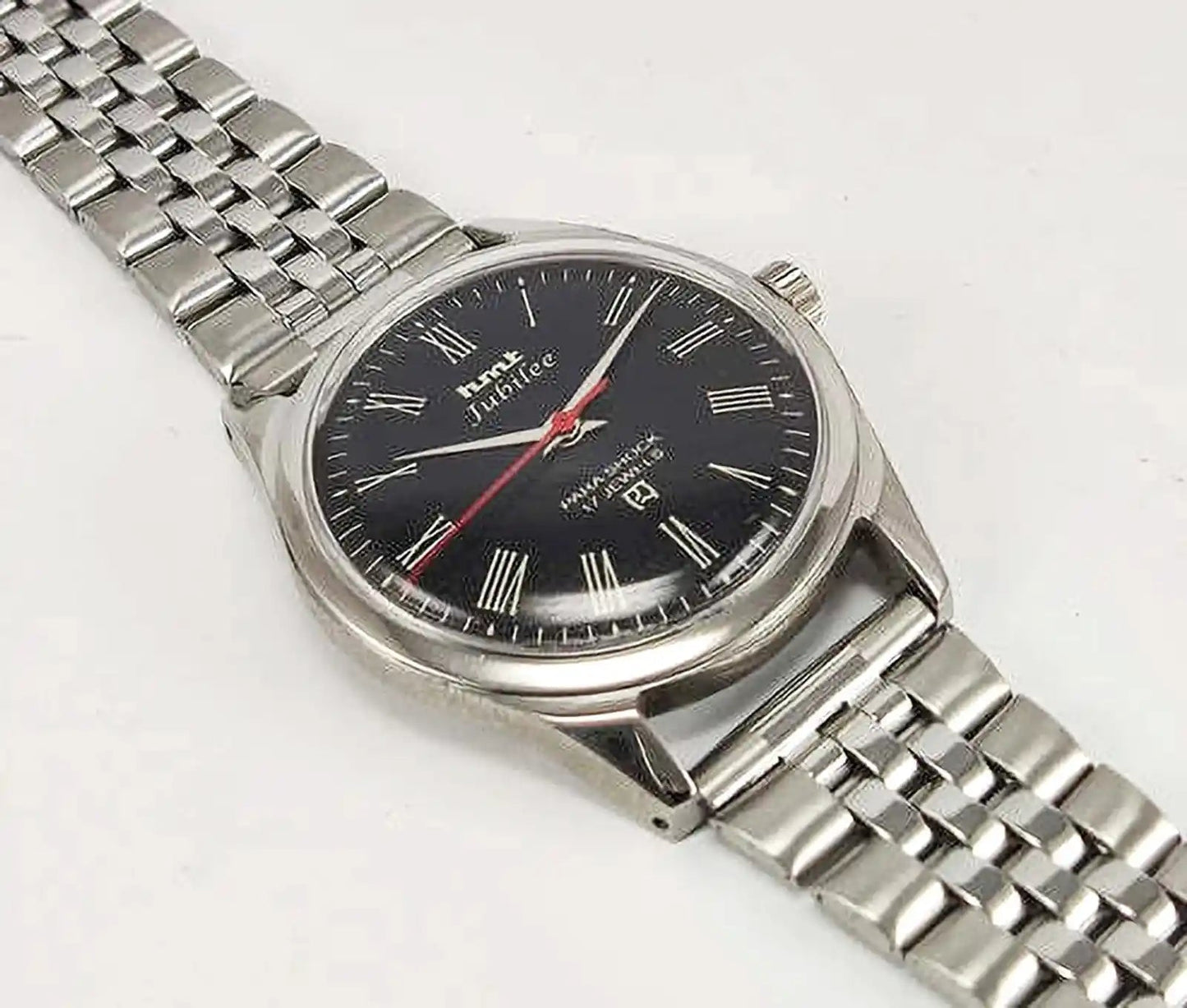 HMT Jubilee Dial 17 Jewels Para Shock Black Roman Dial Handwinding Men's Watch 0231 Discover-Diamonds Physical