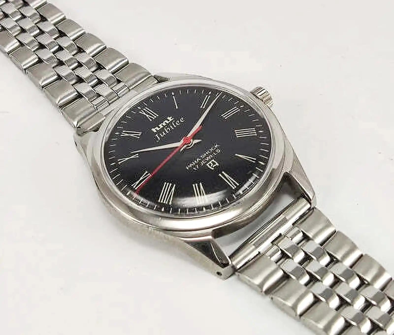 HMT Jubilee Dial 17 Jewels Para Shock Black Roman Dial Handwinding Men's Watch 0231 Discover-Diamonds Physical