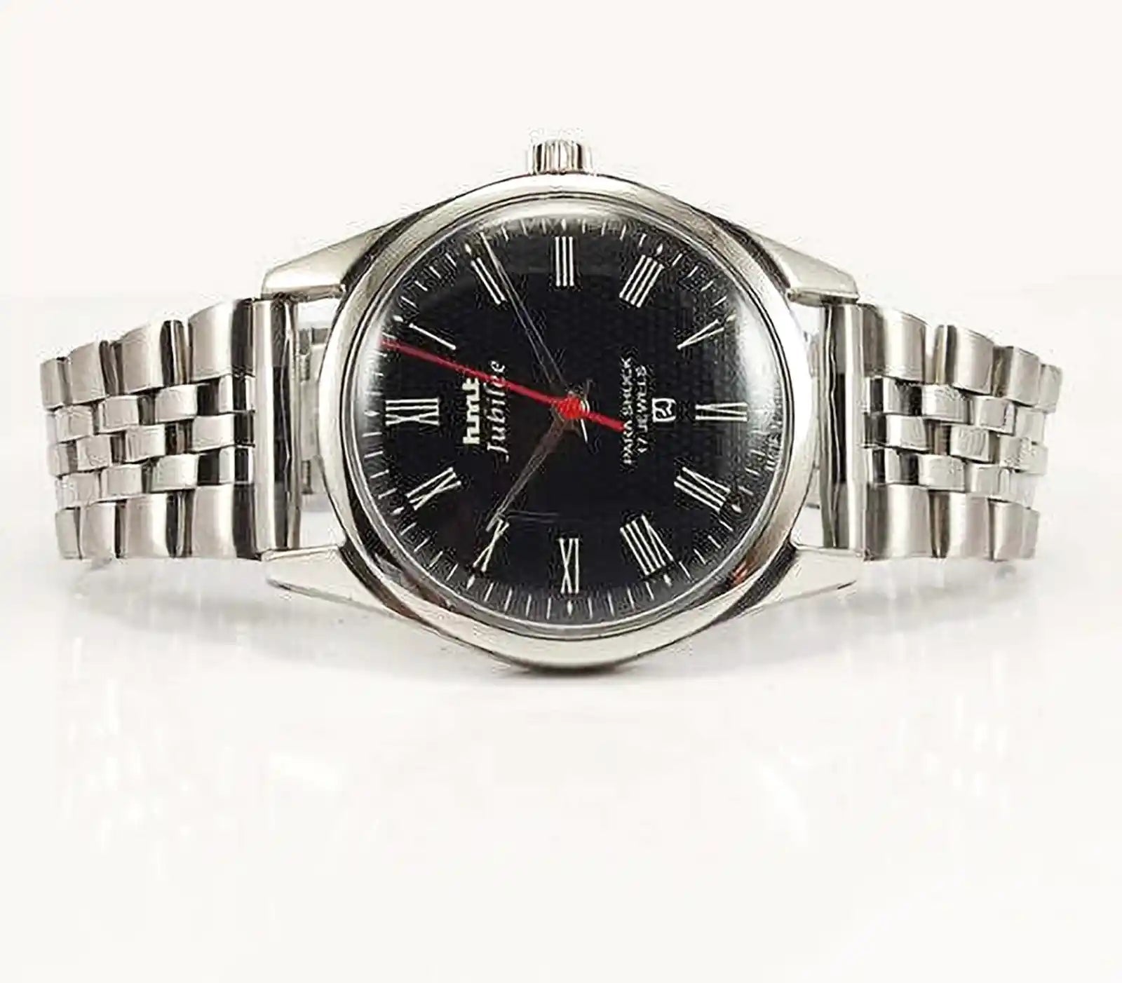 HMT Jubilee Dial 17 Jewels Para Shock Black Roman Dial Handwinding Men's Watch 0231 Discover-Diamonds Physical