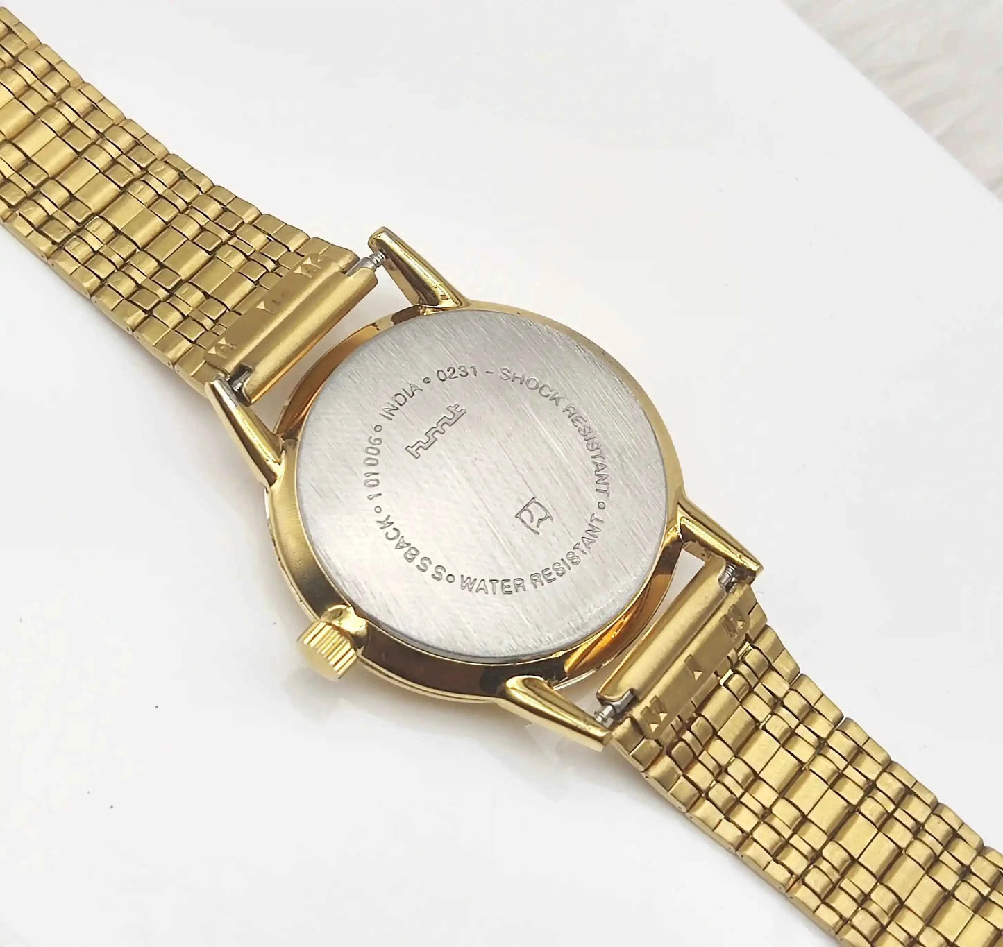 HMT Sona Para Shock 17 Jewels Golden Dial Stick Indices Handwinding Men's Watch