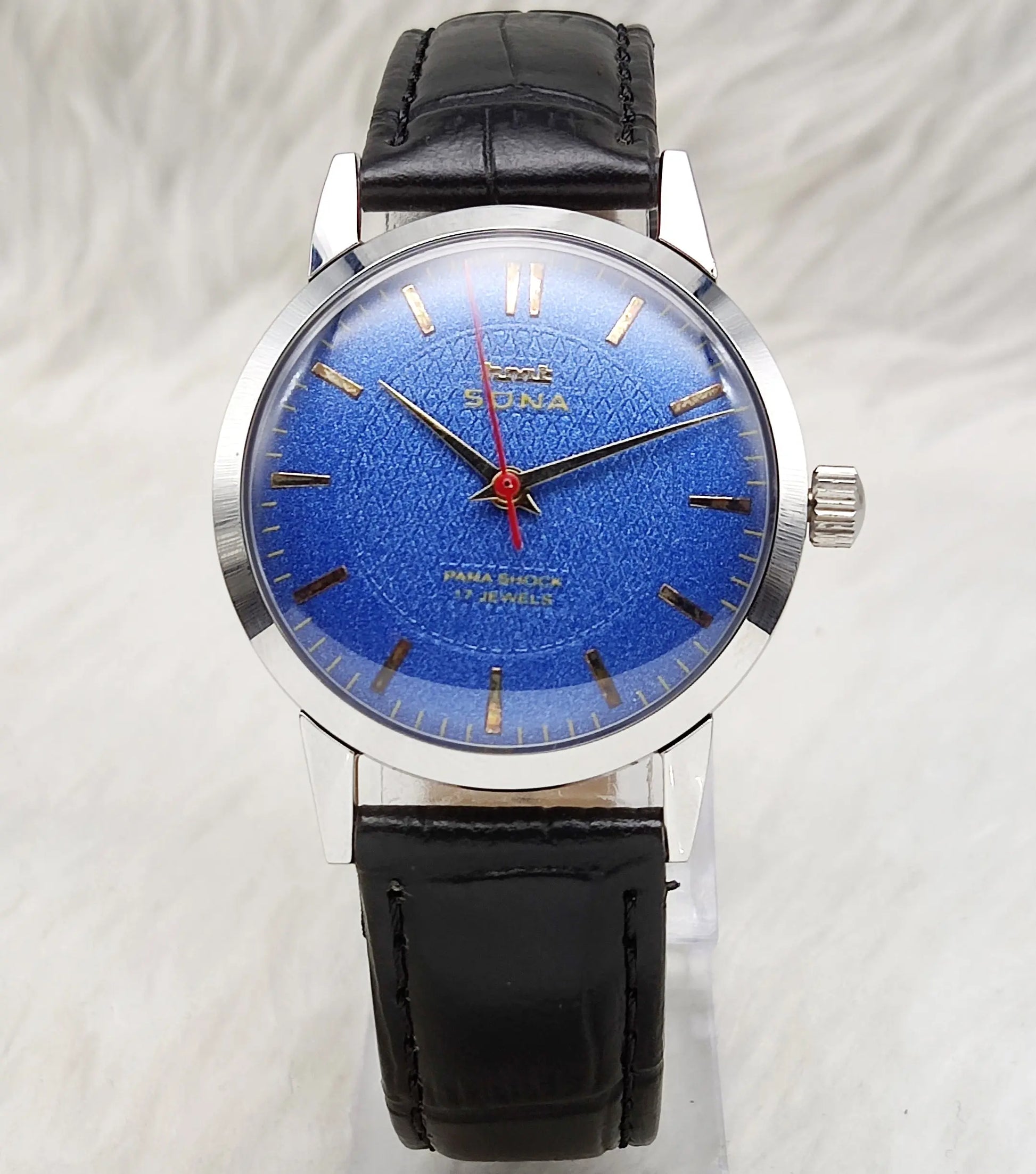 HMT Sona Stick Indices 17 Jewels Blue Dial Mechanical Handwinding