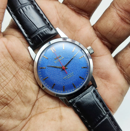 HMT Sona Stick Indices 17 Jewels Blue Dial Mechanical Handwinding