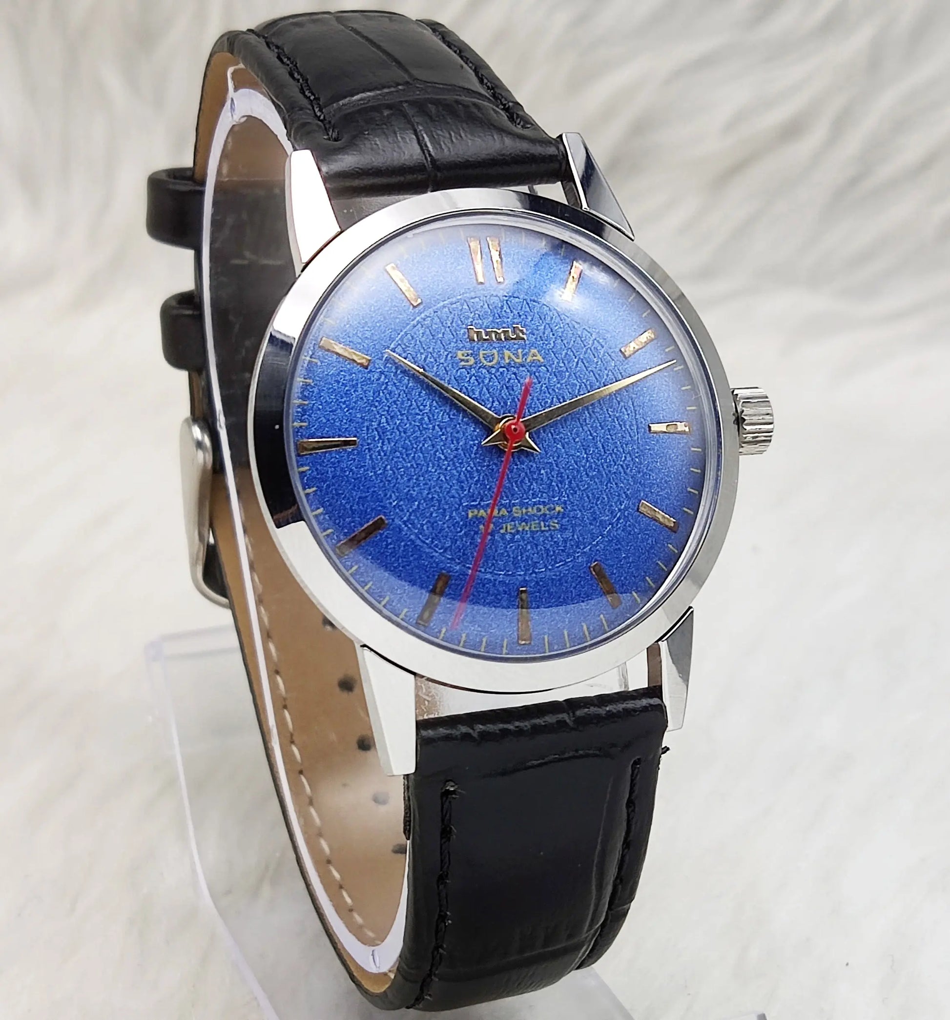 HMT Sona Stick Indices 17 Jewels Blue Dial Mechanical Handwinding