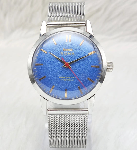 HMT Sona Stick Indices Blue Dial Handwinding 17 Jewels