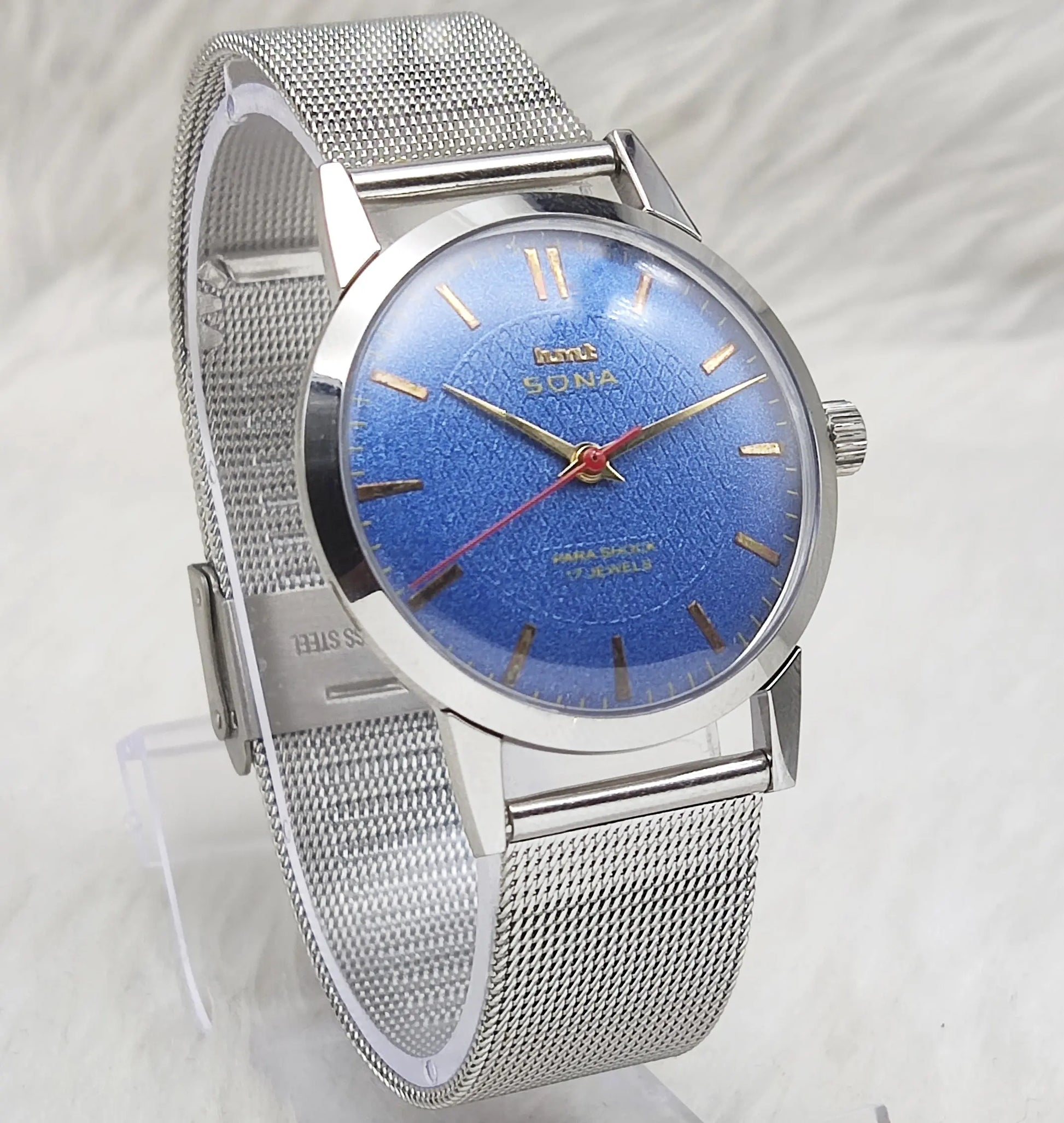 HMT Sona Stick Indices Blue Dial Handwinding 17 Jewels