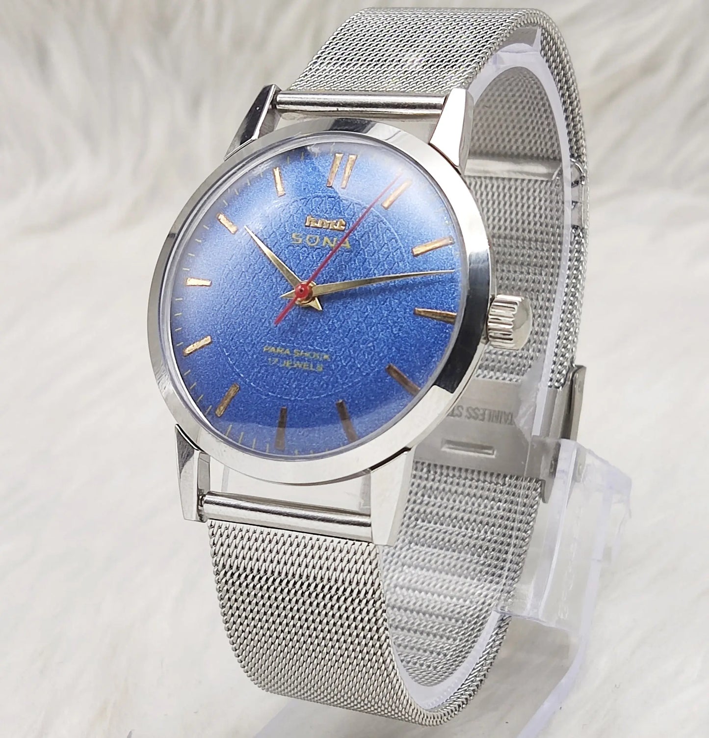HMT Sona Stick Indices Blue Dial Handwinding 17 Jewels