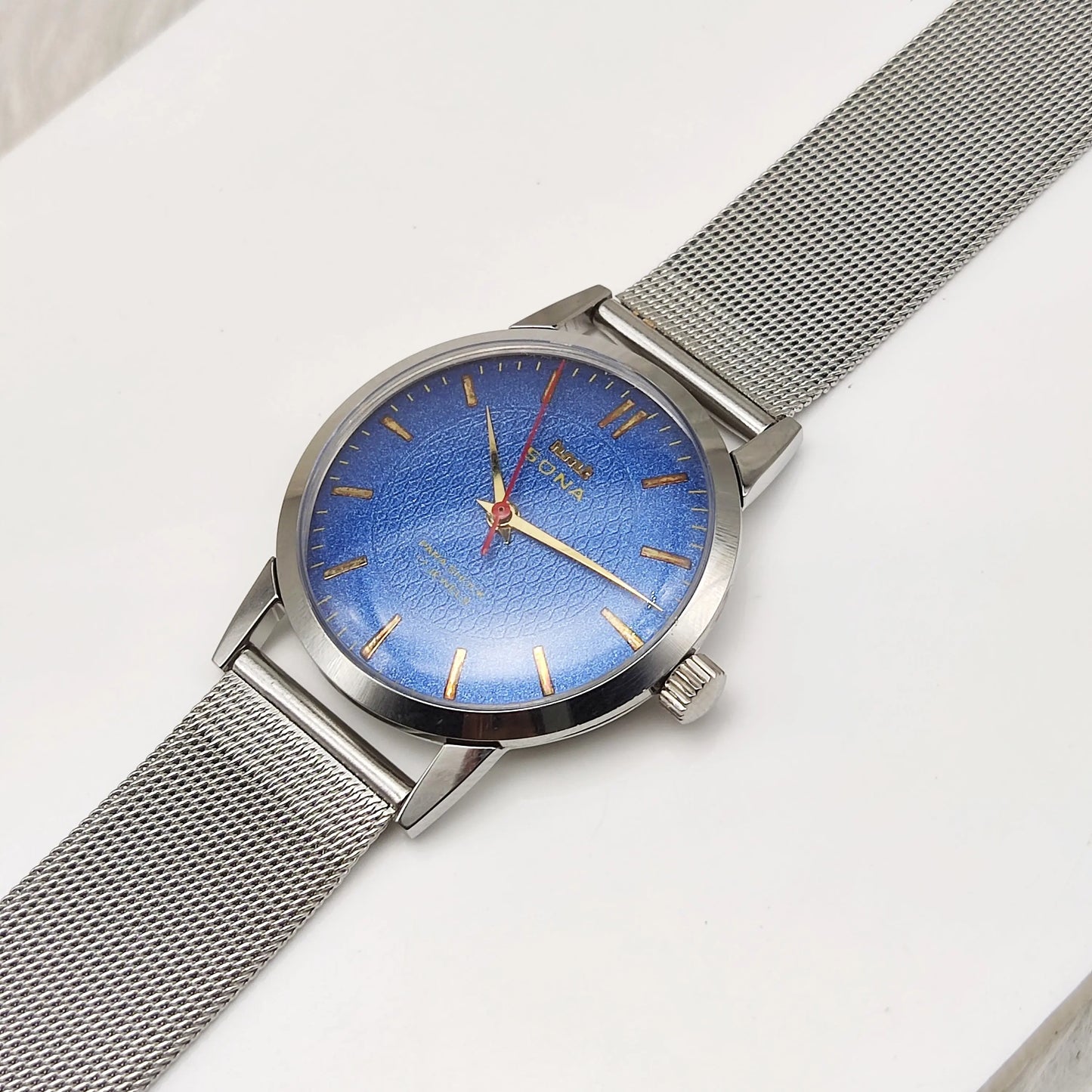 HMT Sona Stick Indices Blue Dial Handwinding 17 Jewels