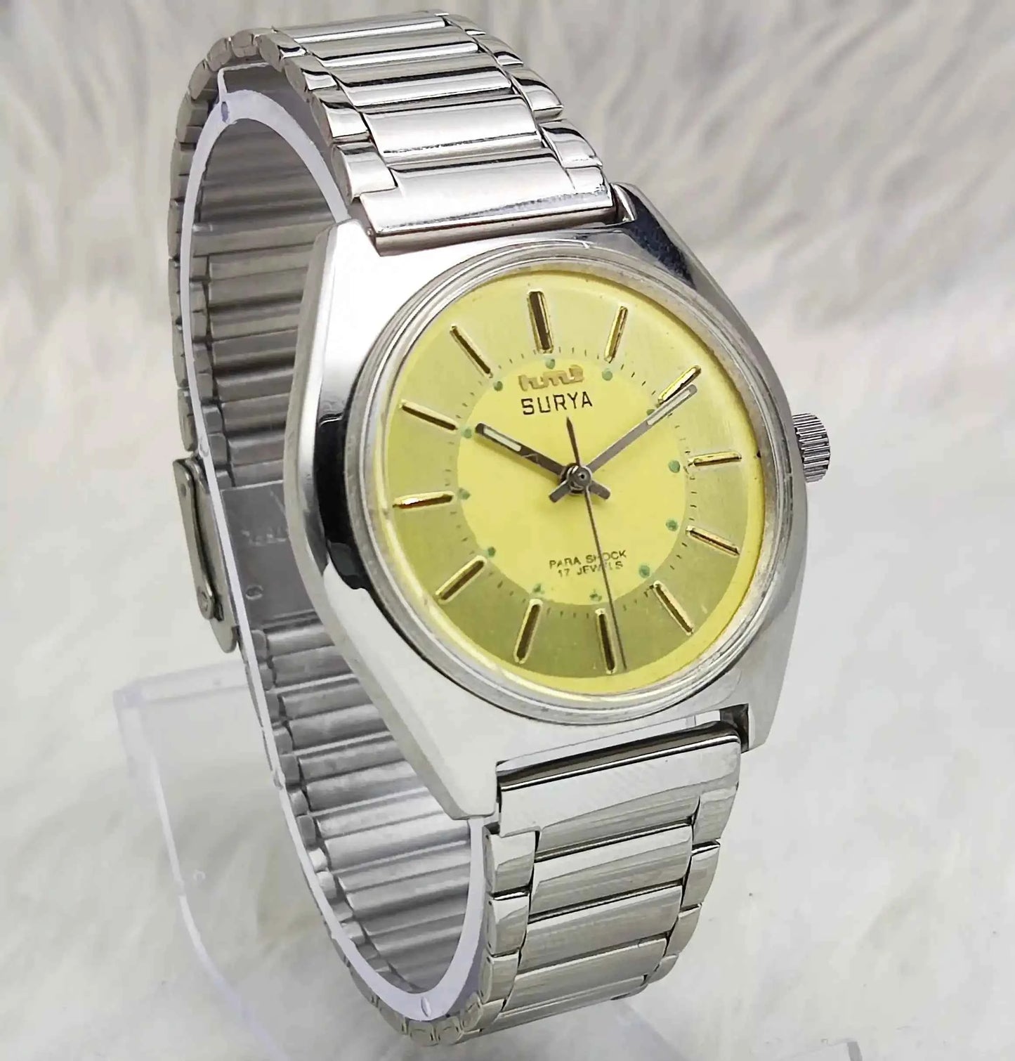 HMT Surya 17 Jewels Golden Dial With Stick Indices Men's Watch
