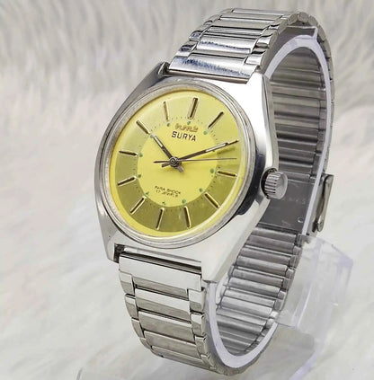 HMT Surya 17 Jewels Golden Dial With Stick Indices Men's Watch