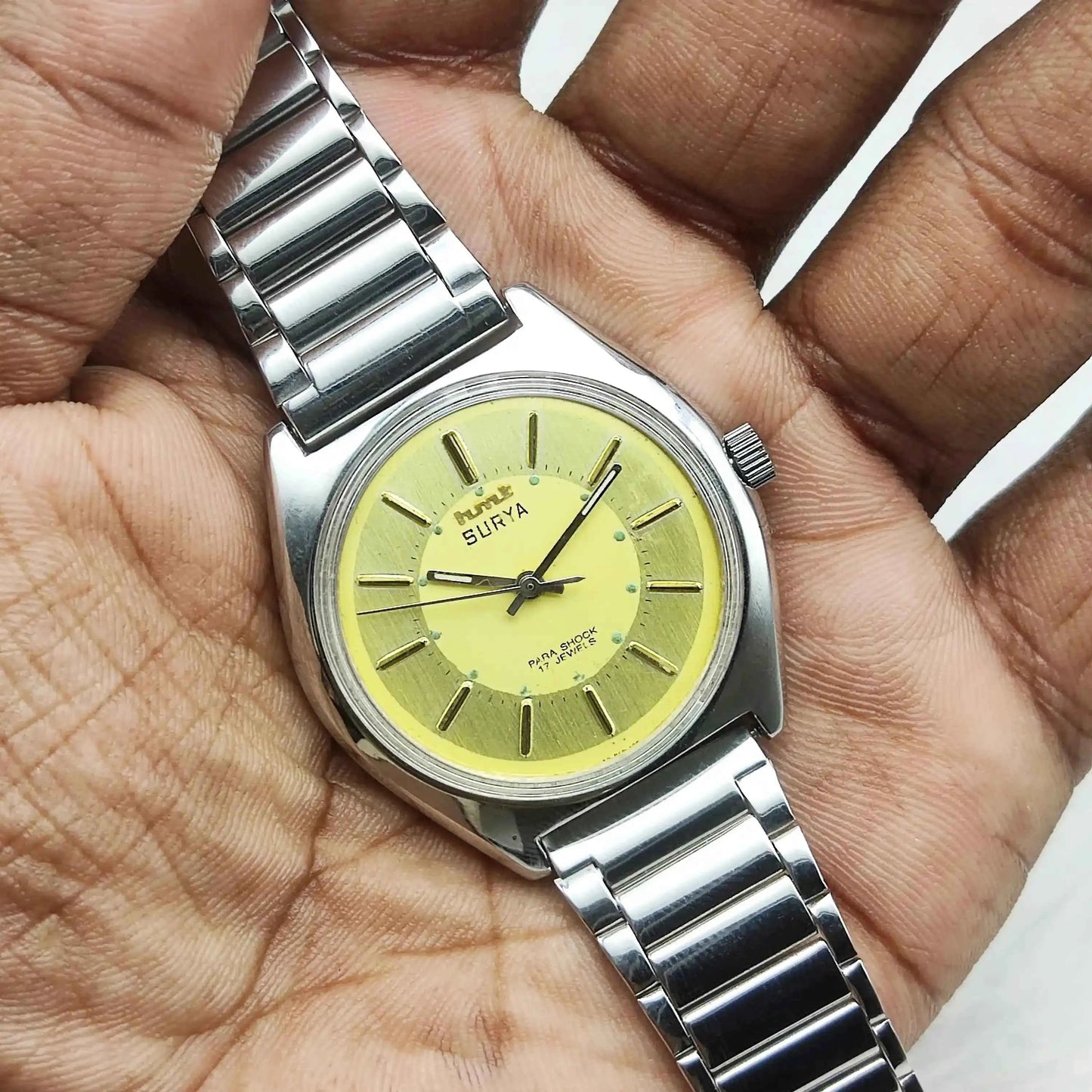 HMT Surya 17 Jewels Golden Dial With Stick Indices Men's Watch