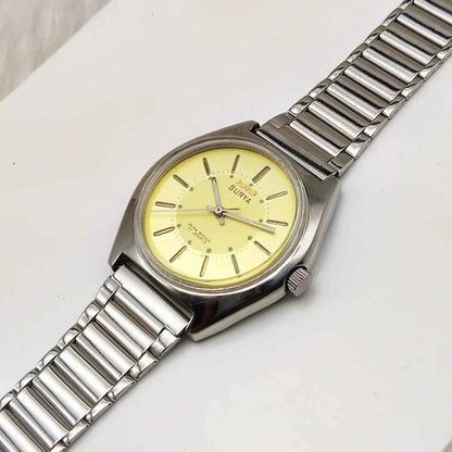 HMT Surya 17 Jewels Golden Dial With Stick Indices Men's Watch