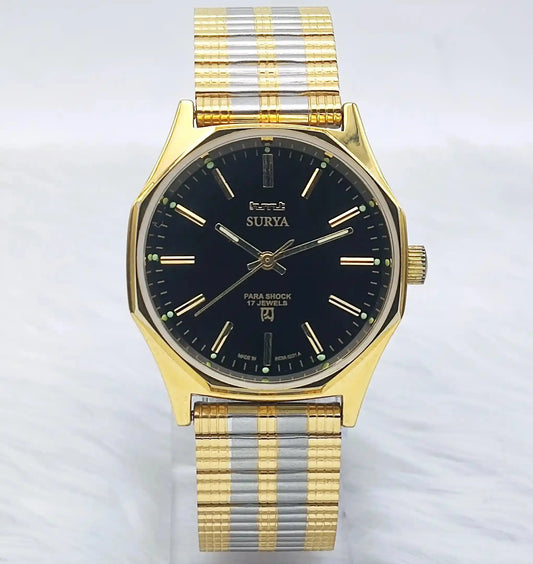 HMT Surya Black Para Shock 17 Jewels Mechanical Handwinding