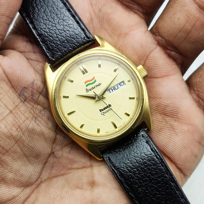HMT Swarna Cream Dial Day Date Function