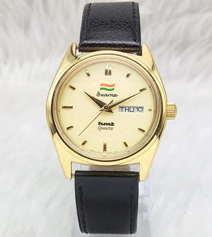 HMT Swarna Cream Dial Day Date Function