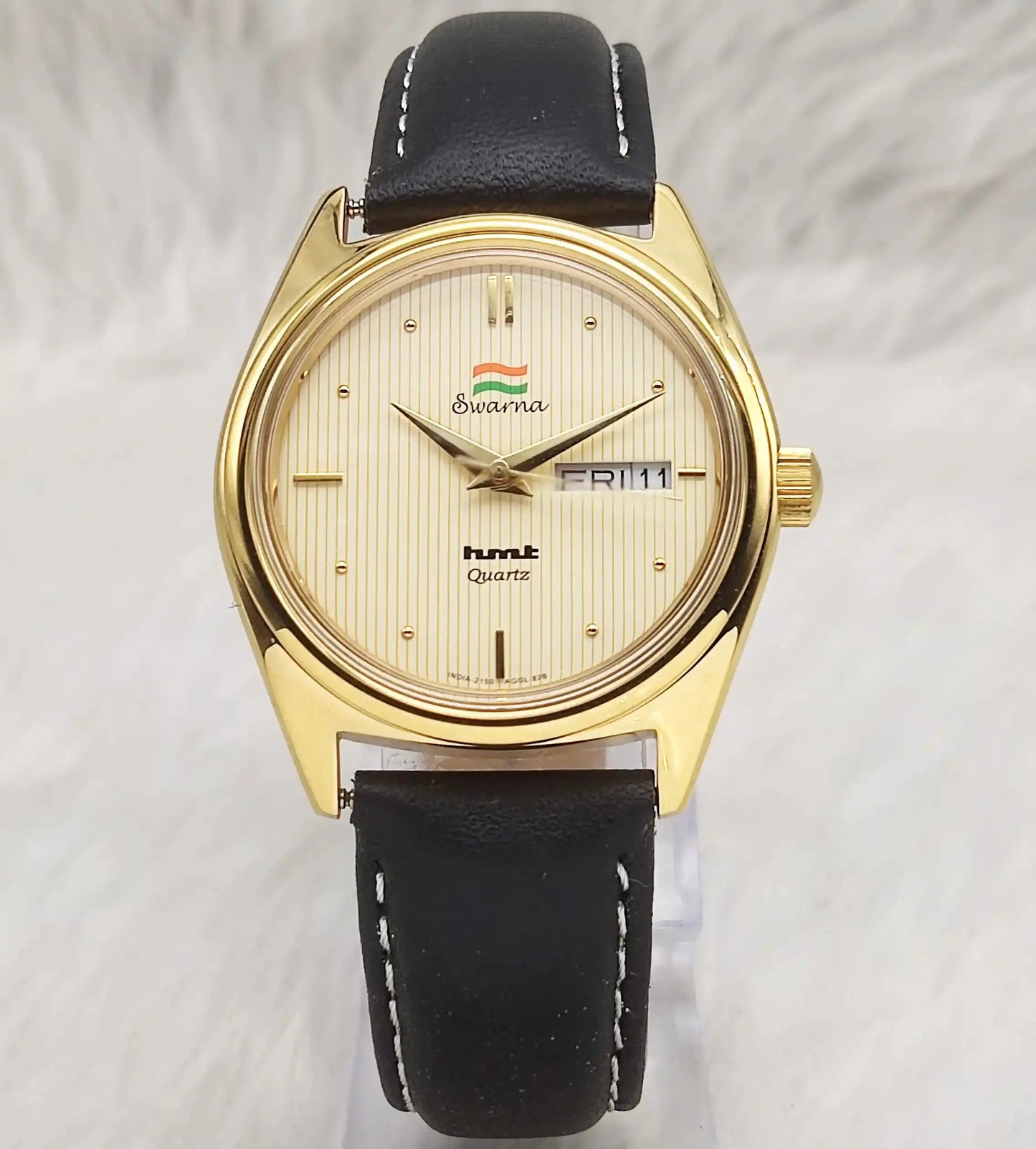 HMT Swarna Cream Dial Day Date Function Quartz