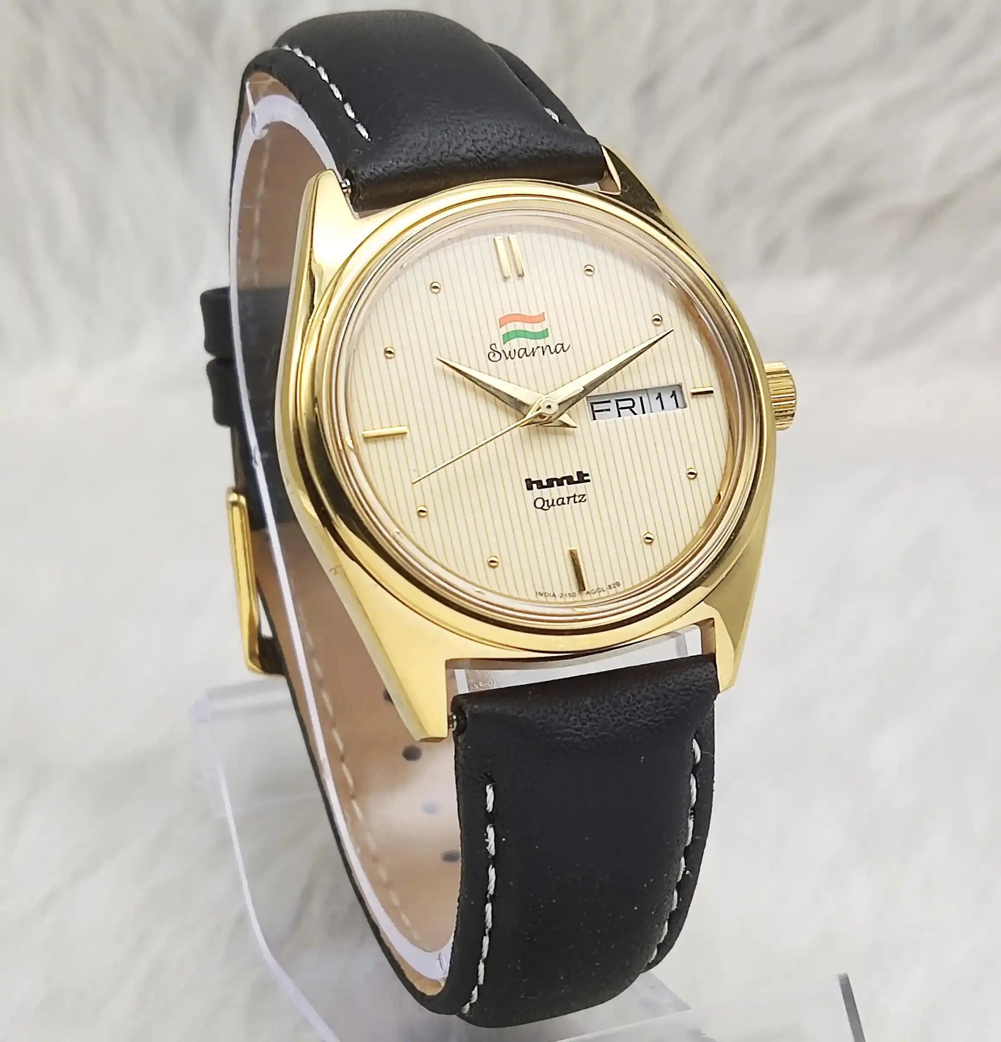 HMT Swarna Cream Dial Day Date Function Quartz